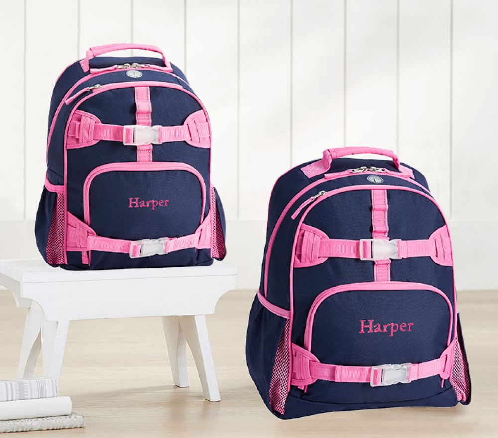 Mackenzie Navy Pink Trim Solid Backpacks